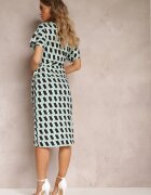 by swan Rochie Verde deschis petrecută legată în talie cu model geometric Aphrosia