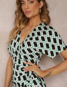 by swan Rochie Verde deschis petrecută legată în talie cu model geometric Aphrosia