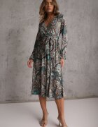 by swan Rochie Verde Midi cu Model Paisley și Elastic în Talie Alynthe