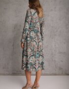 by swan Rochie Verde Midi cu Model Paisley și Elastic în Talie Alynthe