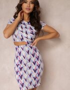 by swan Rochie Violetă Mulată cu Decupaj cu Imprimeu Geometric Larai