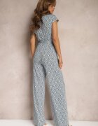 by swan Salopetă Albastră cu adaos de vâscoză cu legătură în talie cu imprimeu geometric Trosofia