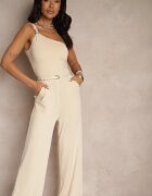 by swan Salopetă Bej Deschis Asimetrică pe un Umăr cu Pantaloni Lungi și Buzunare Efridelle