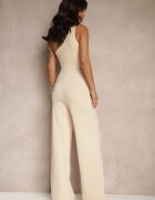 by swan Salopetă Bej Deschis Asimetrică pe un Umăr cu Pantaloni Lungi și Buzunare Efridelle