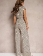 by swan Salopetă Bej-Negru cu adaos de viscoză cu legare în talie cu model geometric Trosofia