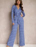 by swan Salopetă Bleumarin Cambrată cu Craci Largi și Centură Legată Acaelia