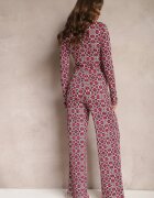 by swan Salopetă Fucsia-Neagră cu Imprimeuri Geometrice cu Picioare Largi și Curea în Talie Soliti