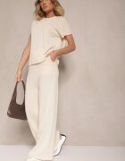 by swan Set Bej deschis din Viscoză Tricou și Pantaloni cu croială largă Larives