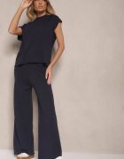 by swan Set Bleumarin din Vascoză Tricou și Pantaloni cu Croială Largă Larives