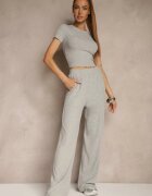 by swan Set Gri din Bumbac Tricou Tip Crop Top și Pantaloni Wide Leg Nelisandra