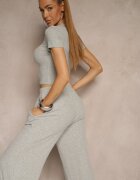 by swan Set Gri din Bumbac Tricou Tip Crop Top și Pantaloni Wide Leg Nelisandra