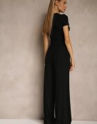 by swan Set Negru din Bumbac Tricou Tip Crop Top și Pantaloni cu picior larg Nelisandra