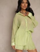 by swan Set Verde din Țesătură cu Zirconii Cămașă și Pantaloni scurți Jeniviela