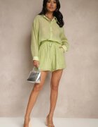 by swan Set Verde din Țesătură cu Zirconii Cămașă și Pantaloni scurți Jeniviela