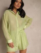 by swan Set Verde din Țesătură cu Zirconii Cămașă și Pantaloni scurți Jeniviela