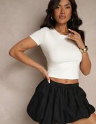 by swan T-shirt Alb Cropped cu Viscoză Efranessa