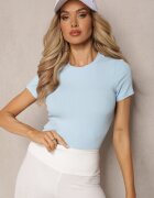 by swan T-shirt albastru deschis elastic din bumbac Larenimes