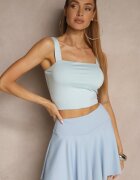 by swan Top Albastru Neted din Viscoză cu Bretele Lirenele