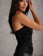 by swan Top bandeau asimetric cu flori Lieratua Negru