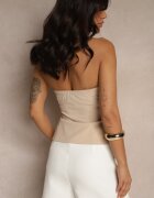 by swan Top Bandeau Bej deschis cu Viscoză cu Decupaje Decorative Saliera
