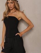 by swan Top Bandeau Negru din Viscoză cu Decupaje Decorative Saliera