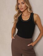 by swan Top Negru-Bej Tricotat cu Viscoză și Modal Sanaliena