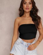 by swan Top Negru din Țesătură Elastică cu Elastic la Spate Fynla