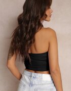 by swan Top Negru din Țesătură Elastică cu Elastic la Spate Fynla