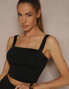 by swan Top Negru Neted cu Vâscoză cu Bretele Lirenele