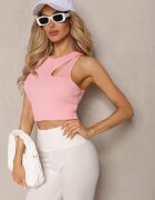 by swan Top Roz din Bumbac cu Decupaj la Decolteu Renivama