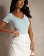 by swan Tricou albastru deschis mulat cu viscoză cu decolteu în V Follerea