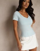 by swan Tricou albastru deschis mulat cu viscoză cu decolteu în V Follerea