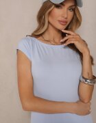 by swan Tricou Albastru deschis Mulat din Bumbac cu Decolteu tip bărcuță Gallenia
