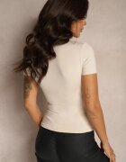 by swan Tricou bej încrețit cu decolteu triunghiular Kedne