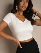 by swan Tricou Mulat Alb din vâscoză cu decolteu în V Follerea