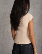 by swan Tricou Mulat Bej deschis din Bumbac cu Decolteu bărcuță Gallenia