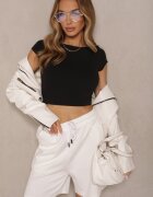 by swan Tricou mulat negru din bumbac cu decolteu barcă Gallenia