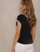 by swan Tricou mulat negru din bumbac cu decolteu barcă Gallenia