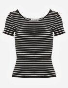 by swan Tricou Negru-Alb din Bumbac în Dungi cu Mânecă Scurtă Fralea