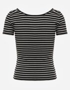 by swan Tricou Negru-Alb din Bumbac în Dungi cu Mânecă Scurtă Fralea