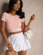 by swan Tricou roz Cropped din Viscoză Efranessa