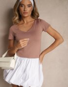 by swan Tricou Roz închis Mulât din viscoză cu decolteu în V Follerea