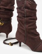 c&l fashion Botine Maro pe Toc Anță Slouchy Decorate cu Aplicație Metalică și Șnur Avodvire