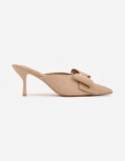 c&l fashion Papuci bej închis Mule pe toc cui cu fundiță Kimoseis