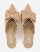 c&l fashion Papuci bej închis Mule pe toc cui cu fundiță Kimoseis