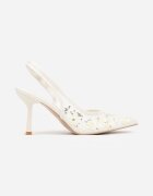 c&l fashion Sandale bej cu toc stiletto Slingback cu paiete Resseris
