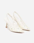 c&l fashion Sandale bej cu toc stiletto Slingback cu paiete Resseris