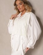  Cămașă Bej deschis tip liliac cu Vestă aplicată din tricot Hanoreth