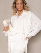  Cămașă Bej deschis tip liliac cu Vestă aplicată din tricot Hanoreth
