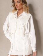  Cămașă Bej deschis tip liliac cu Vestă aplicată din tricot Hanoreth